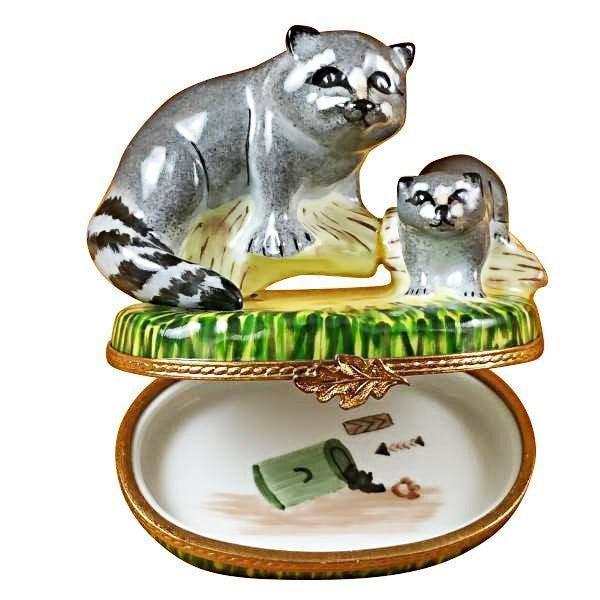 Raccoon w Baby Limoges Box for Collectors, view 2
