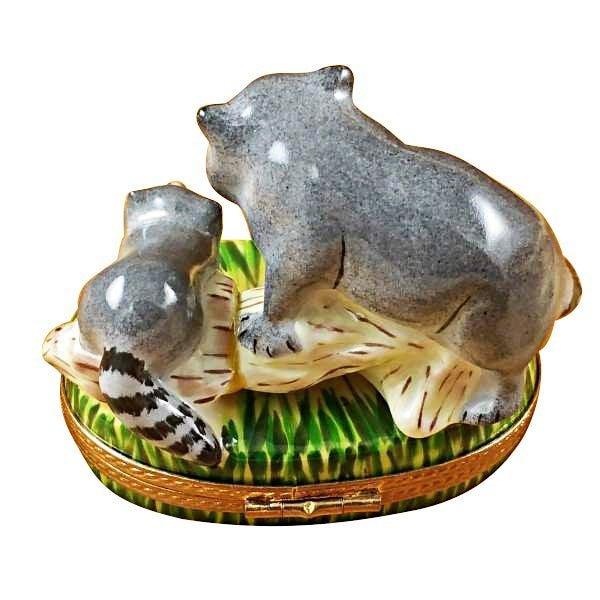 Raccoon with Baby Limoges box, an heirloom-quality piece for collectors