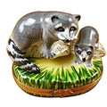 Raccoon w Baby Limoges Box for Collectors, a hand-painted Limoges porcelain gift
