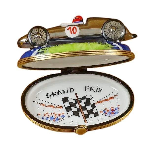 Underside of the Race Car Blue Base Online Limoges box with the maker's marks collectors look for