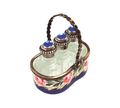 Limoges Boutique presents the 3 Perfumes in Basket Blue, a genuine Limoges box painted by hand in France