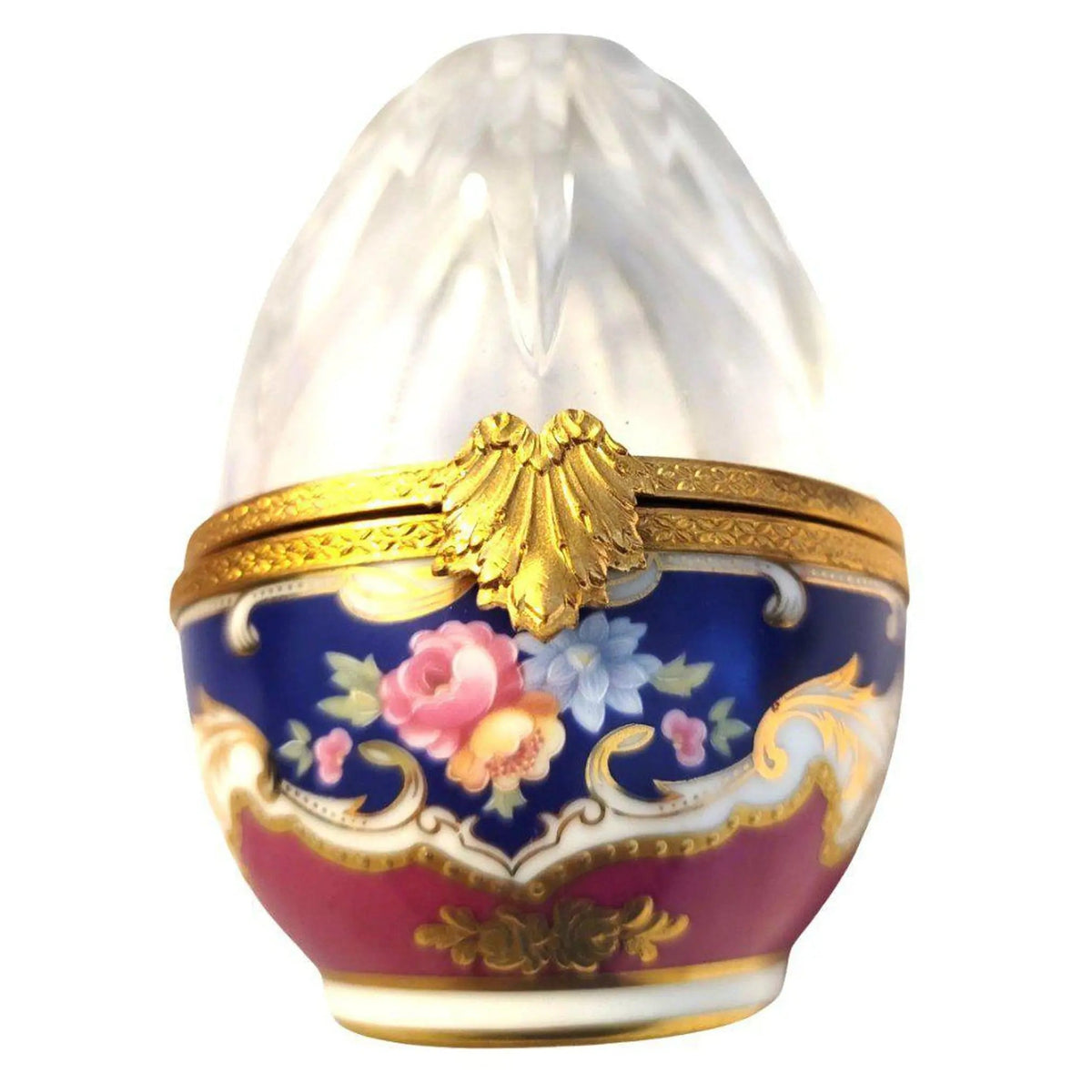 Limoges Boutique presents the Large 5 Crystal Egg 18K Gold Ring, 1 of 750, a genuine Limoges box painted by hand in France