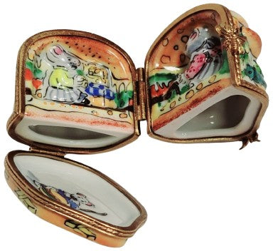 3 Hinged Mice House Eating Cheeseburger Limoges Box, view 2