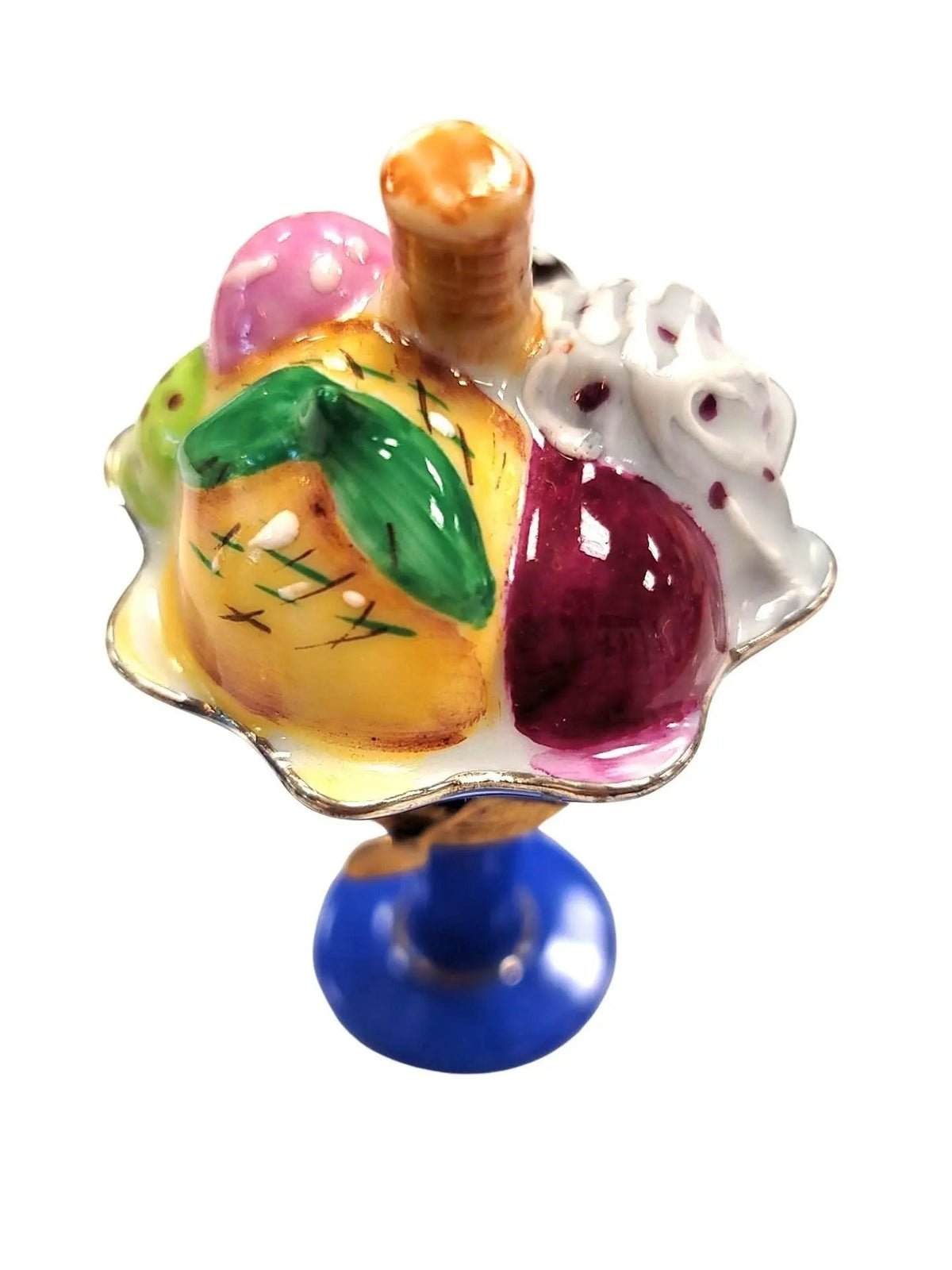 Hand-painted Ice Cream Sunday with Fruit Limoges box, French artistry for lovers of fine art