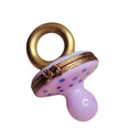 Pink Porcelain Pacifier Figurine Baby Retired Limoges Box Figurine, a hand-painted Limoges porcelain gift