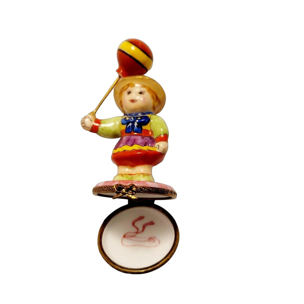 Baby Girl w Red Balloon 1 of 500 Limoges Box Figurine, view 2