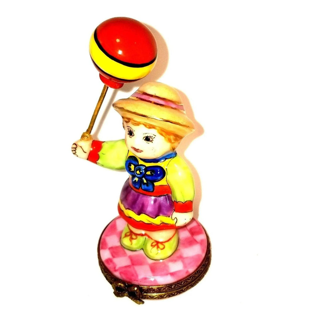 Baby Girl w Red Balloon 1 of 500 Limoges Box Figurine, view 3