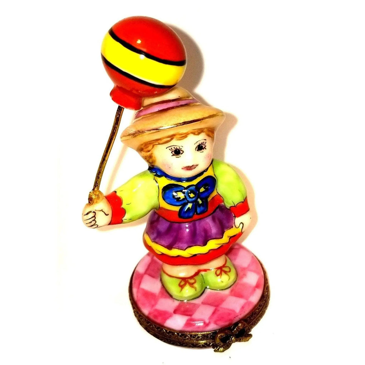 Limoges Boutique presents the Baby Girl with Red Balloon 1 of 500, a genuine Limoges box painted by hand in France