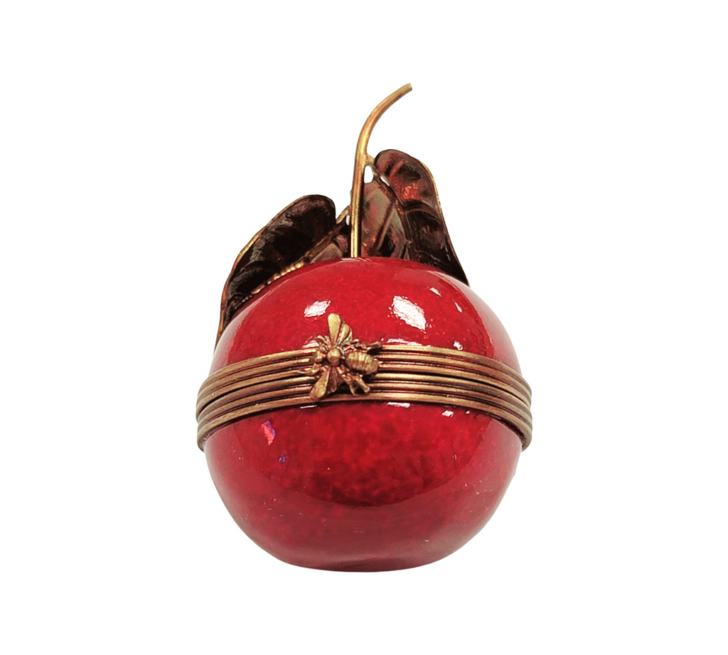 Red Cherry Figurine Brass Stem, a hand-painted Limoges porcelain gift
