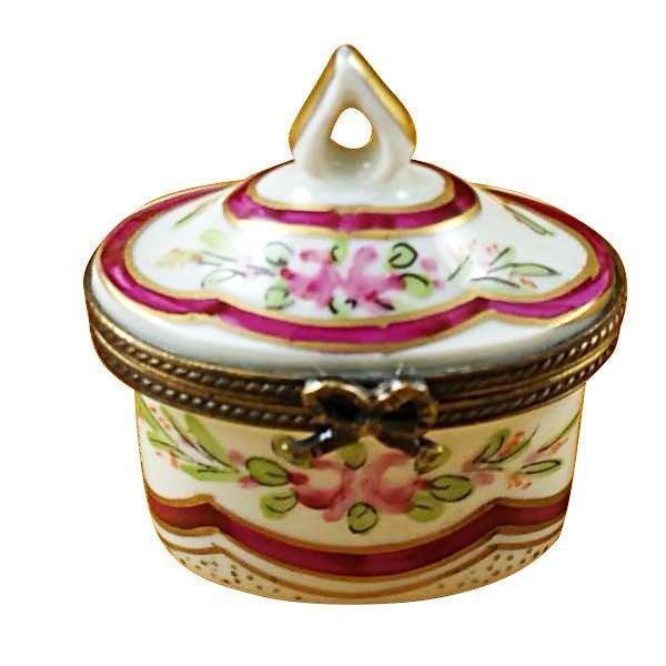 Red Crown Top Limoges Box for Elegant Collectors, a hand-painted Limoges porcelain gift