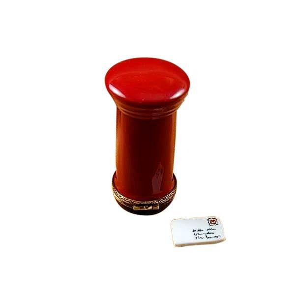 Red English Post Box with Removable Letter Limoges Box, view 3