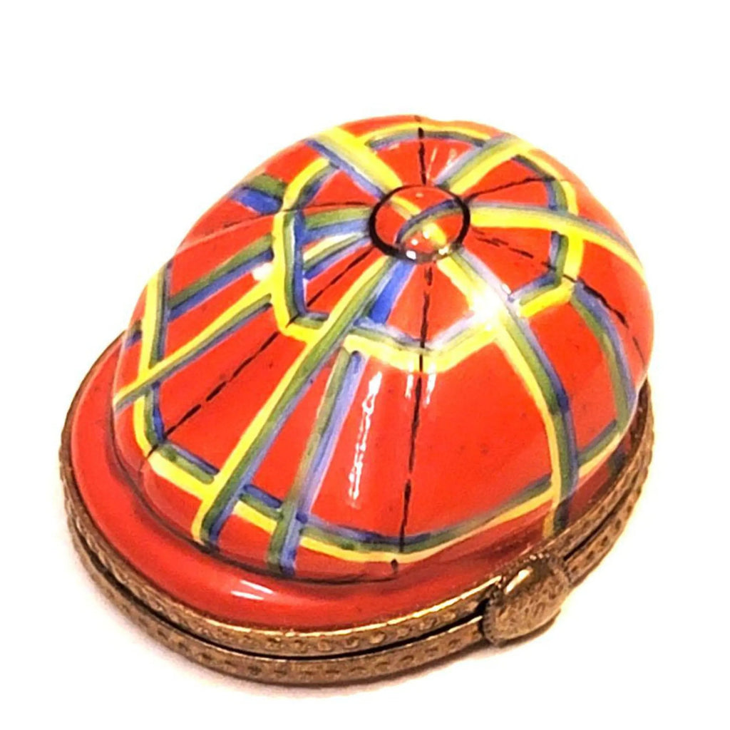 Genuine Red Plaid Golf Hat Limoges box painted by hand in France, from Limoges Boutique