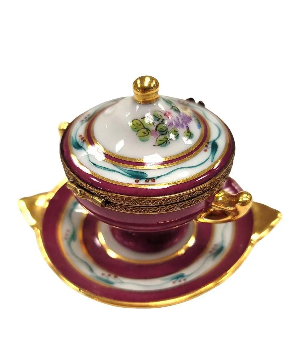 Red Soup Toureen Limoges Box Figurine for Collectors, view 3