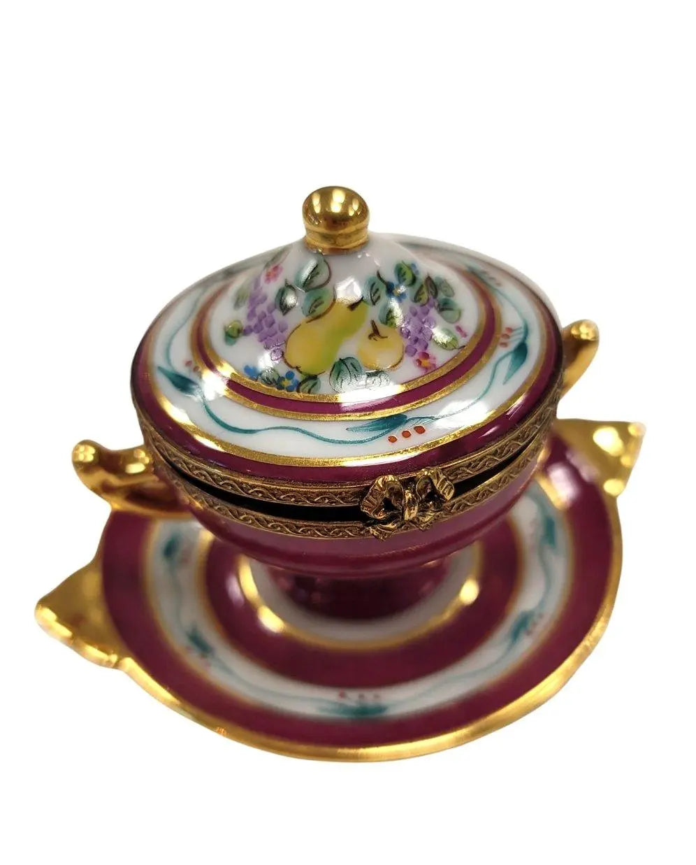 Red Soup Toureen Limoges Box Figurine for Collectors, view 4