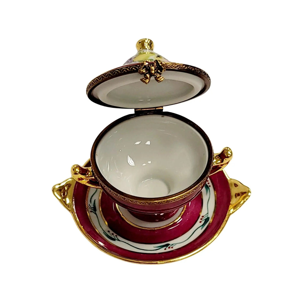 Red Soup Toureen Limoges Box Figurine for Collectors, view 7
