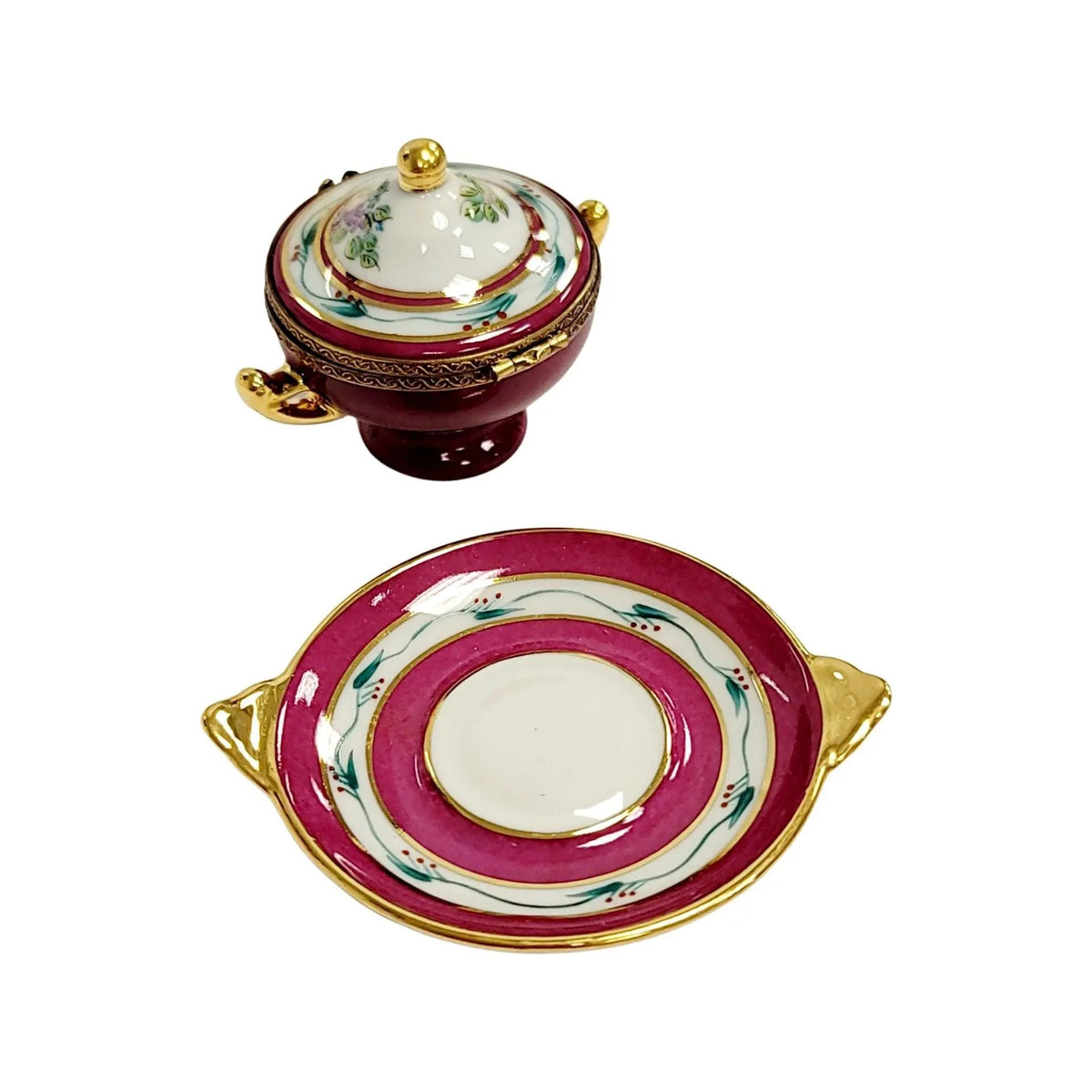Red Soup Toureen Limoges Box Figurine for Collectors, view 9