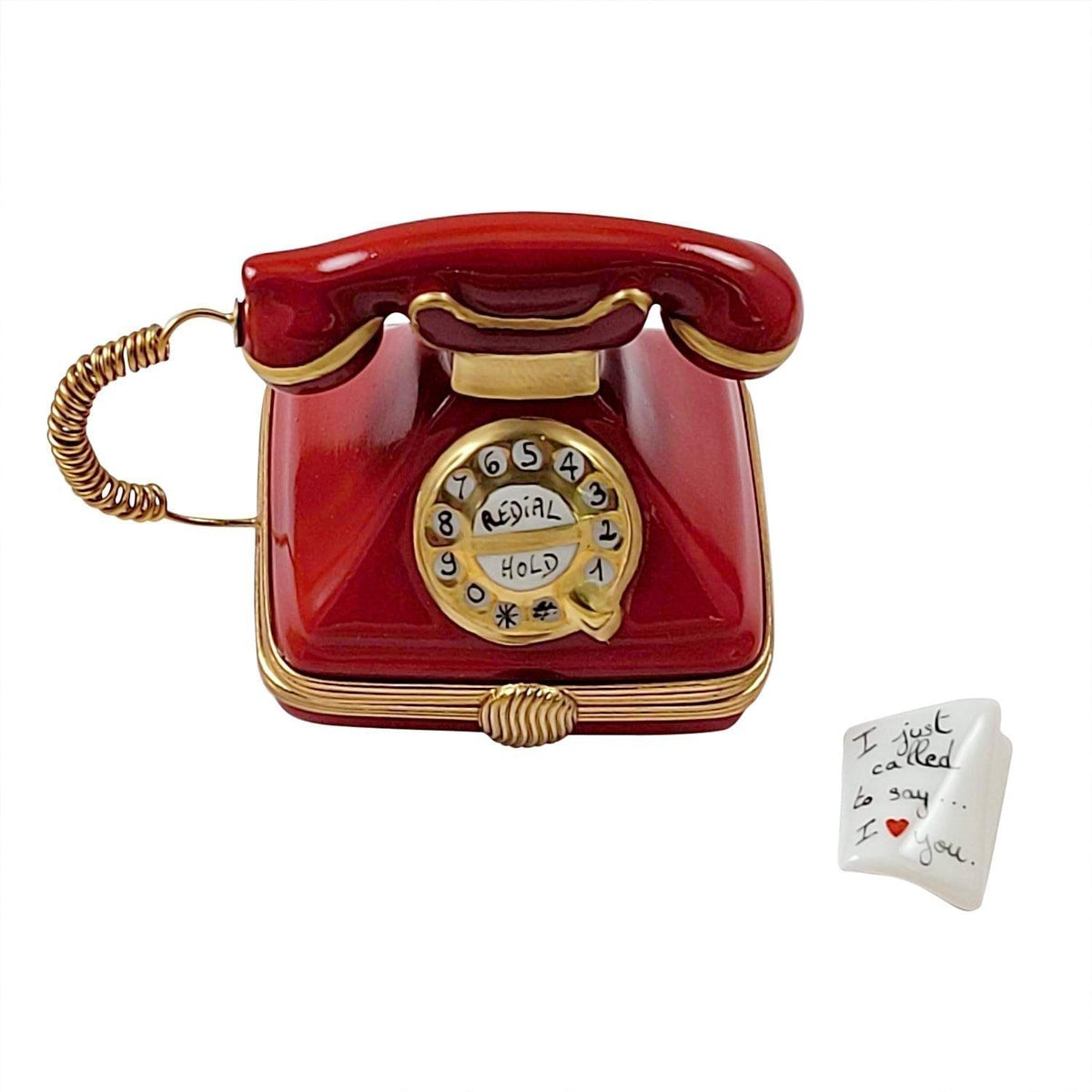 Red Telephone with Called to Say I Love You Limoges Box, a hand-painted Limoges porcelain gift