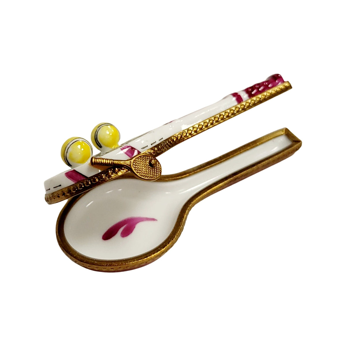 Red Tennis Racquet 2 Balls Limoges Box, view 2