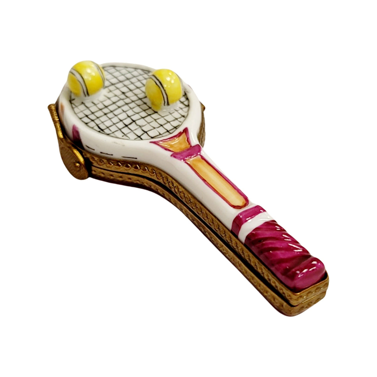 Red Tennis Racquet 2 Balls Limoges Box, view 3