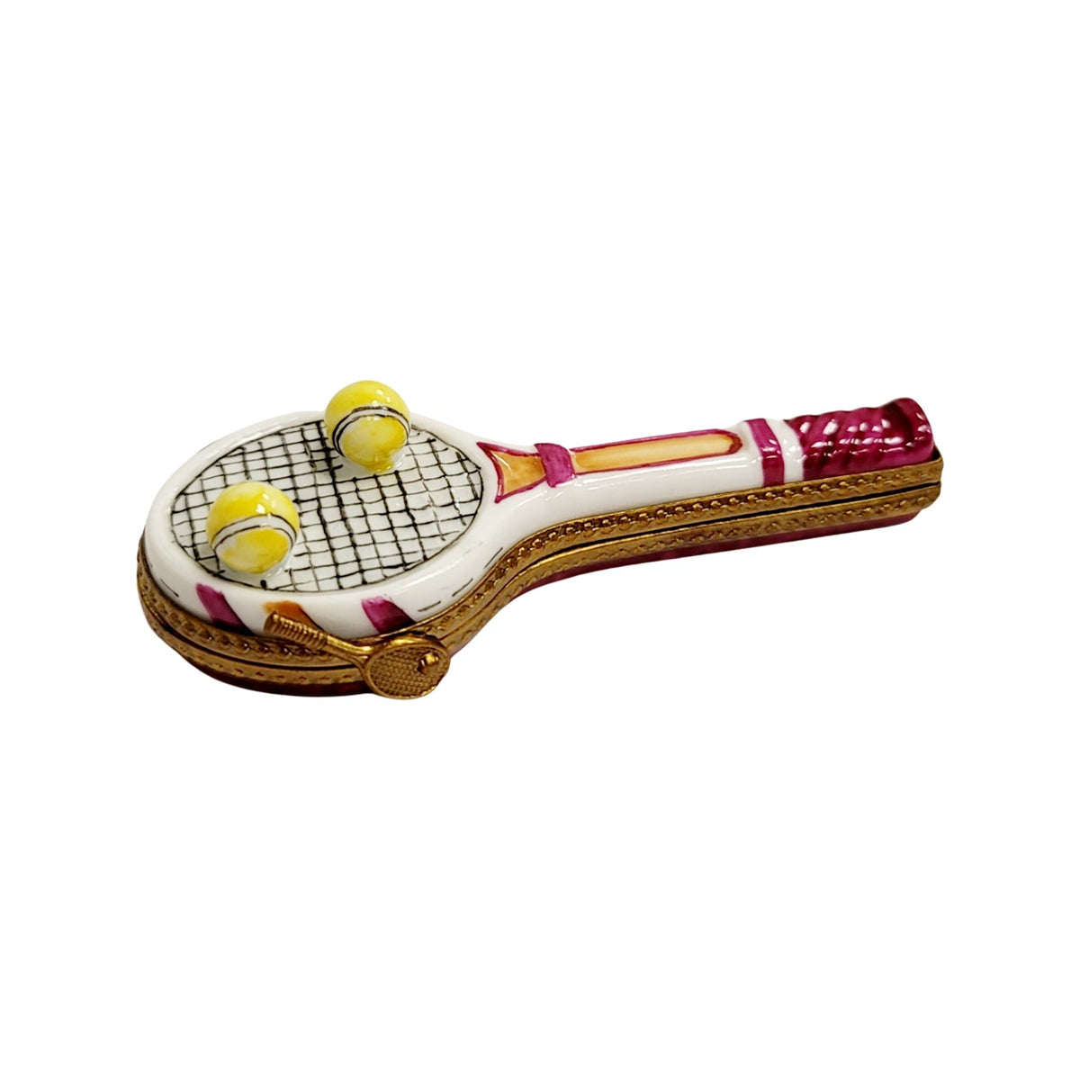 Red Tennis Racquet 2 Balls Limoges Box, view 4