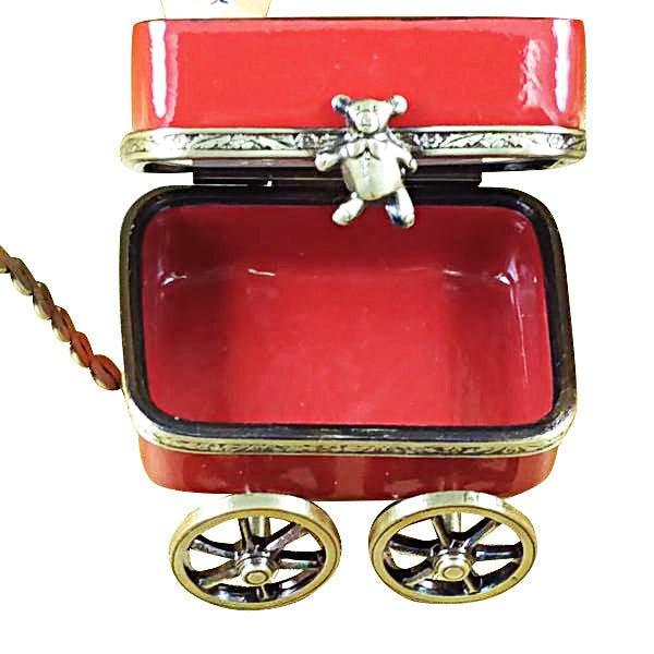 Red Wagon with Teddy Bear Limoges Box, view 2