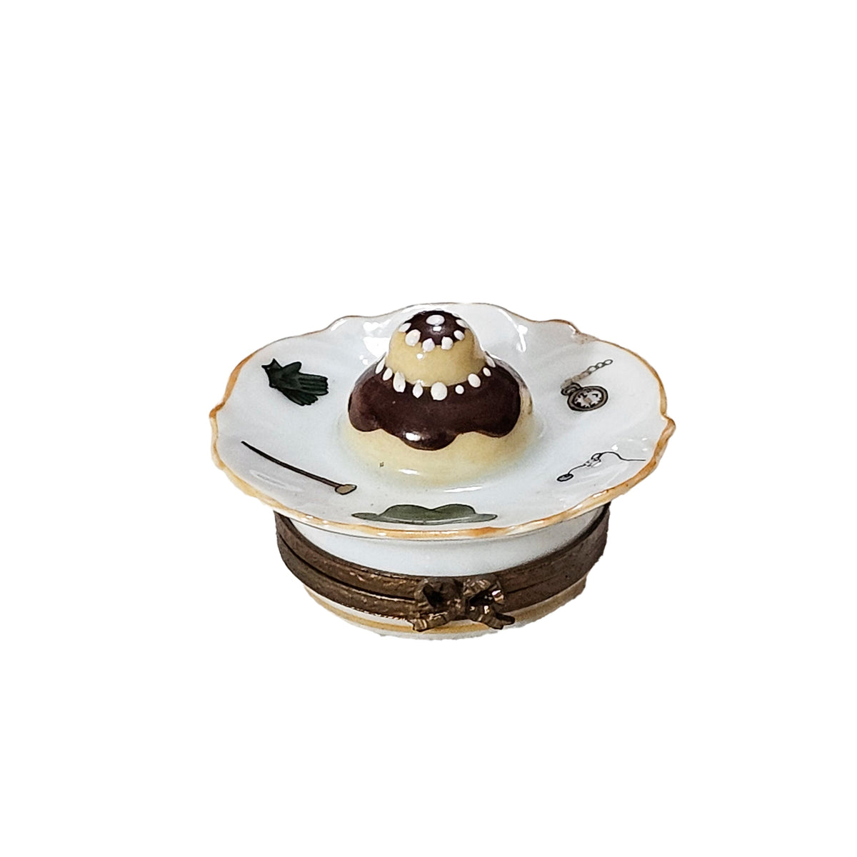 Cream Puff Eclair Dessert on Plate Limoges Box Figurine, view 5