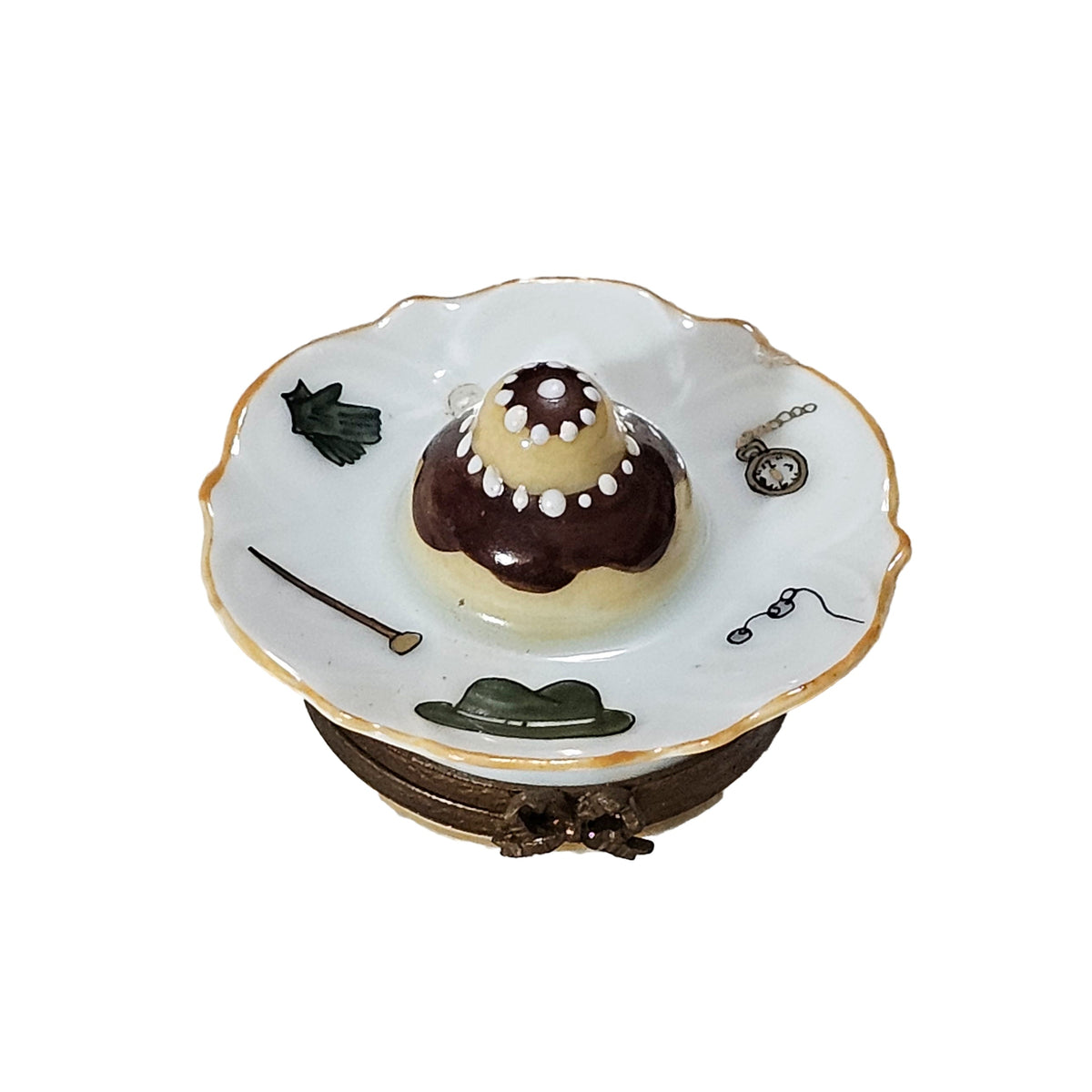Cream Puff Eclair Dessert on Plate Limoges Box Figurine, view 6