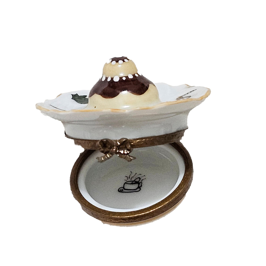 Cream Puff Eclair Dessert on Plate Limoges Box Figurine, view 8