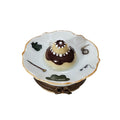 Cream Puff Eclair Dessert on Plate Limoges Box Figurine, a hand-painted Limoges porcelain gift