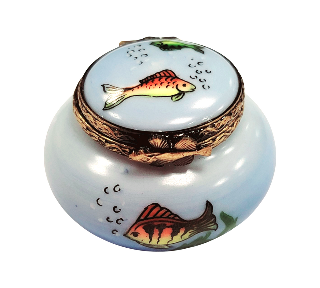Fish in Bowl Retired Limoges Box Figurine for Collectors, a hand-painted Limoges porcelain gift