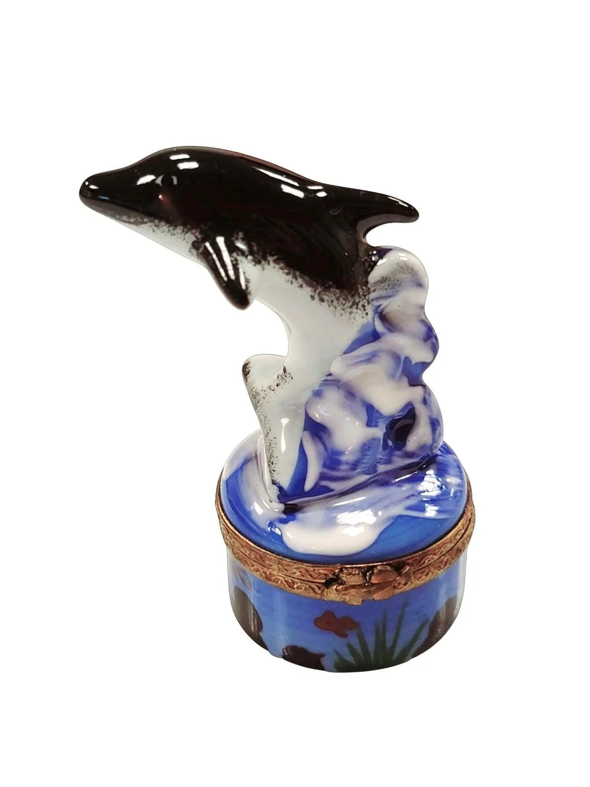 Smaller Dolphin Retired Limoges Box Figurine Keepsake, a hand-painted Limoges porcelain gift