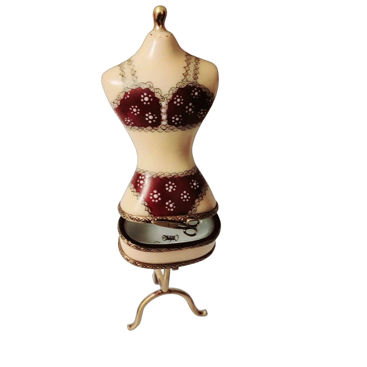 Every brushstroke by hand on the Sexy Love Lingerie Fashion Mannequin Limoges box from France