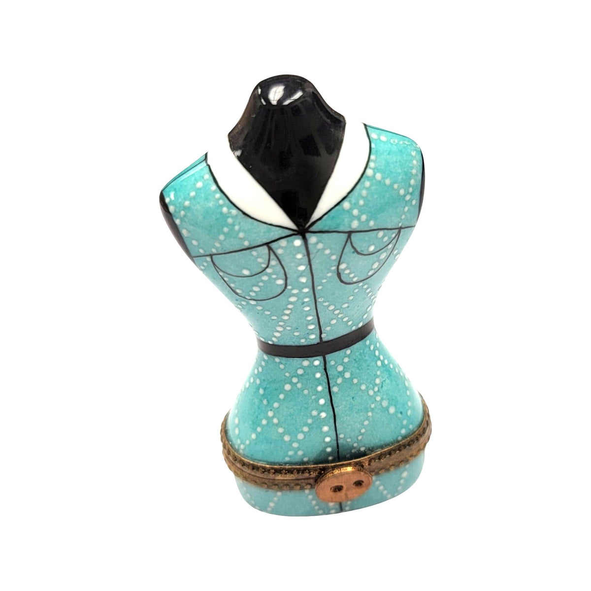 Mannequin Retro Clothing Dress Form Limoges Box Figurine, a hand-painted Limoges porcelain gift