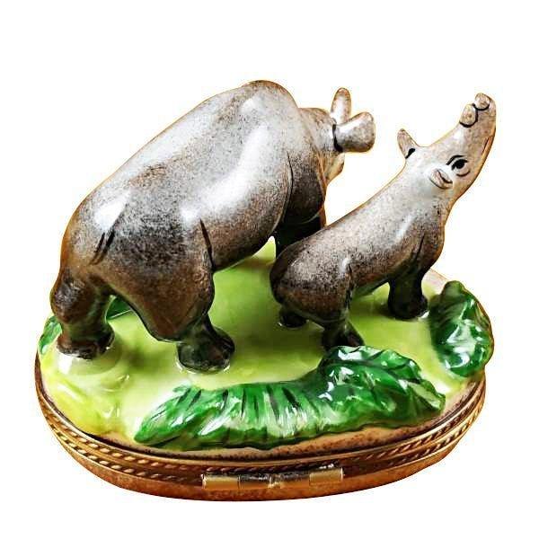 Fine French craftsmanship on the Rhino and Baby Limoges box, painted by hand