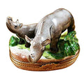 Limoges Boutique presents the Rochard Rhino and Baby, a genuine Limoges box painted by hand in France