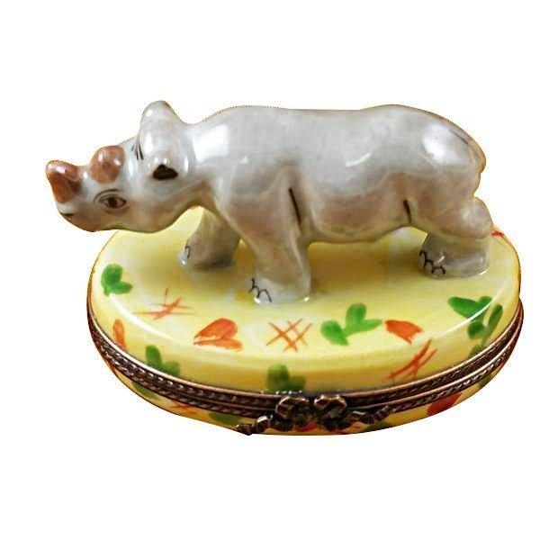 Rhinoceros Limoges Box for Collectors, a hand-painted Limoges porcelain gift