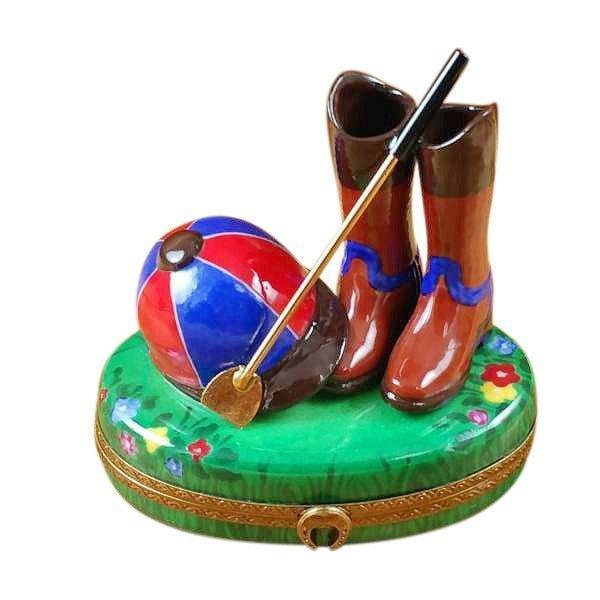 Riding Set with Hat, Stick & Boots by Rochard, an authentic French Limoges box from Limoges Boutique