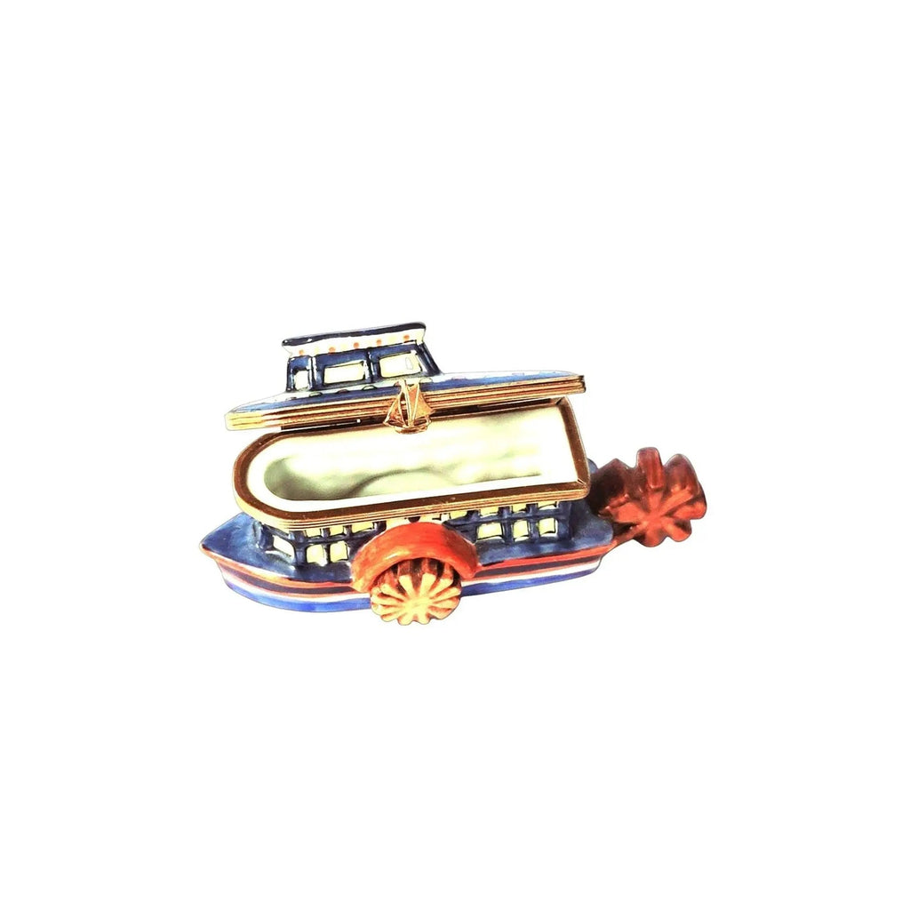 Fine French craftsmanship on the River Boat Limoges box, painted by hand