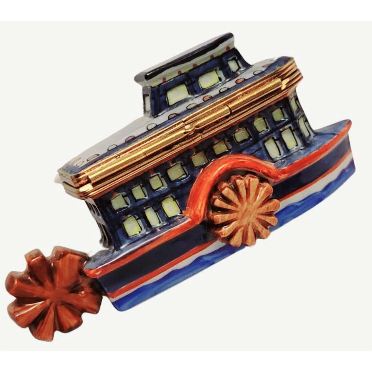 Artisan-painted River Boat Limoges box from France, a cherished collectible