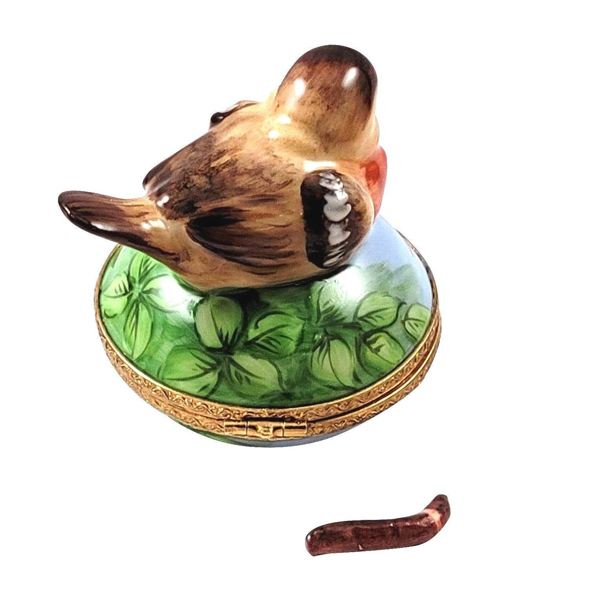 Robin Bird w Removable Worm Limoges Box, view 4