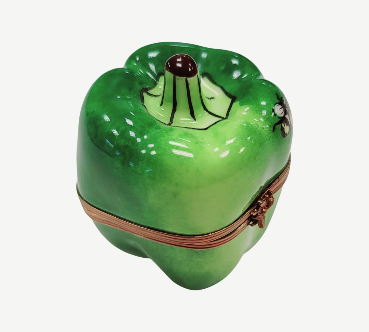 Rochard Green Pepper w Bee Porcelain Limoges Box Collectible, view 3