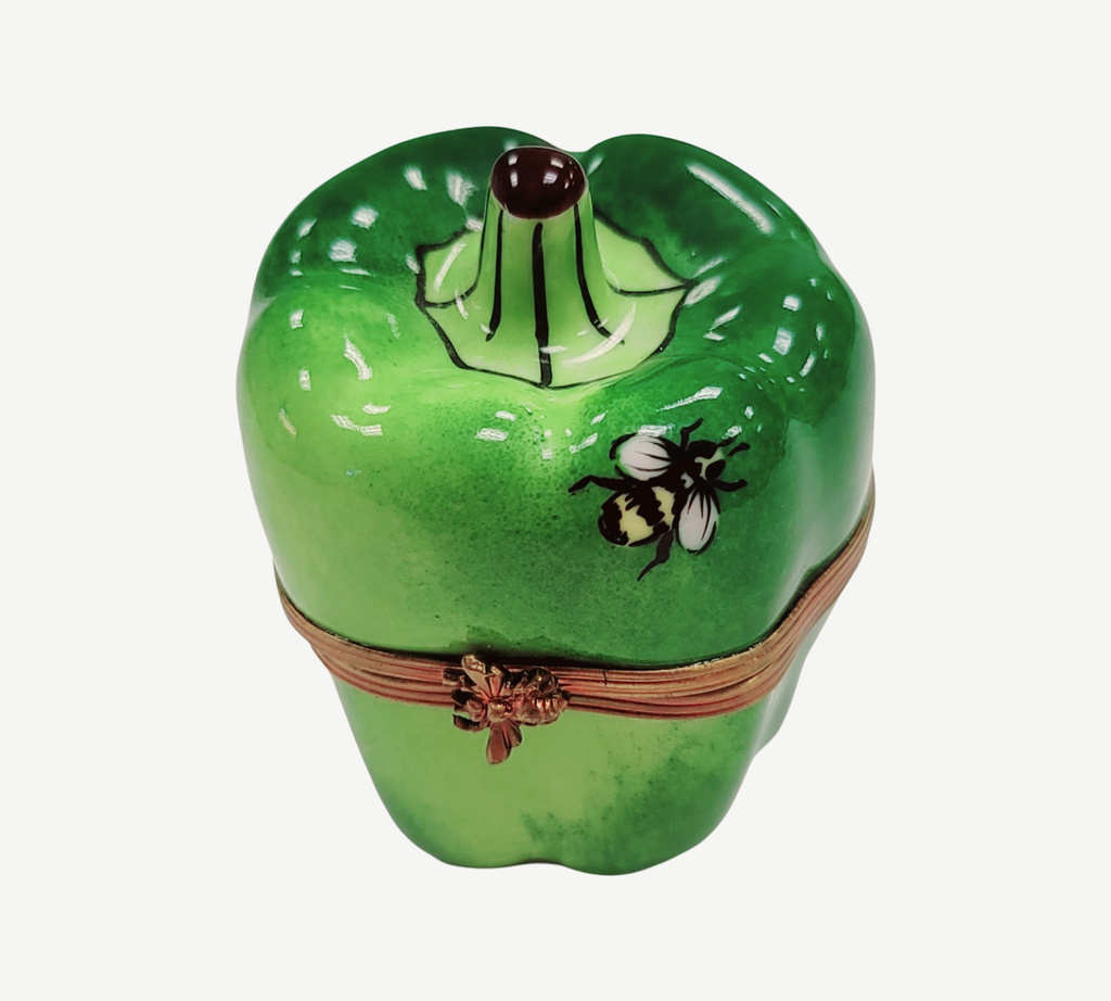 Rochard Green Pepper w Bee Porcelain Limoges Box Collectible, view 5