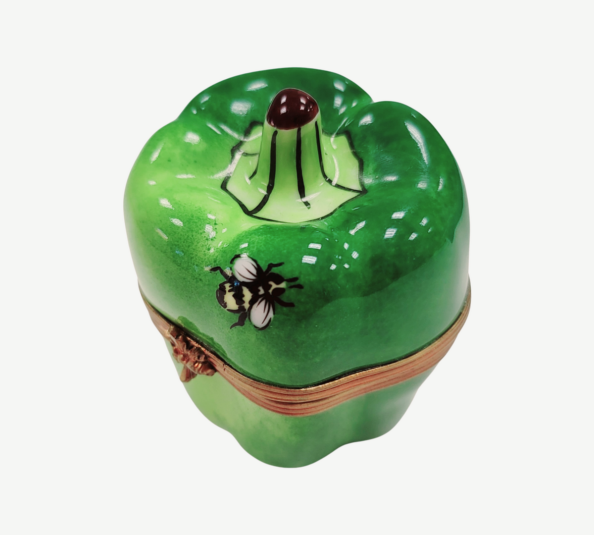 Rochard Green Pepper w Bee Porcelain Limoges Box Collectible, view 6