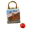 Rockefeller Shopping Bag w Apple New York, a hand-painted Limoges porcelain gift