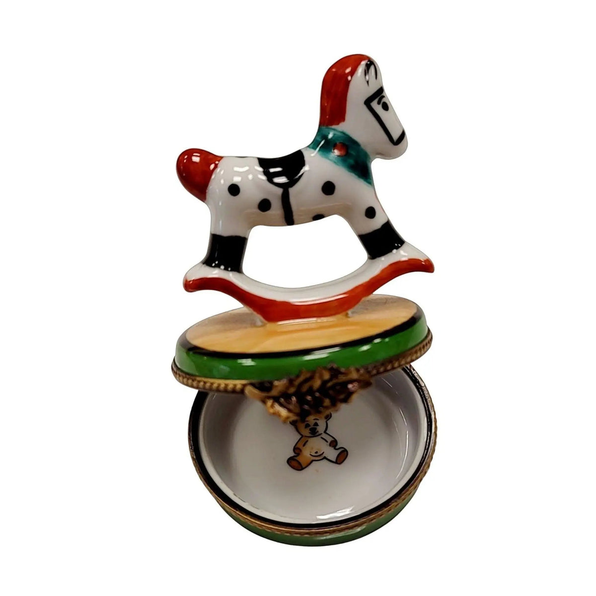 Collectible Rocking Horse Christmas Limoges box with artisan brushwork