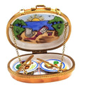 Romantic Picnic for Two Limoges Box Figurine Gift, a hand-painted Limoges porcelain gift