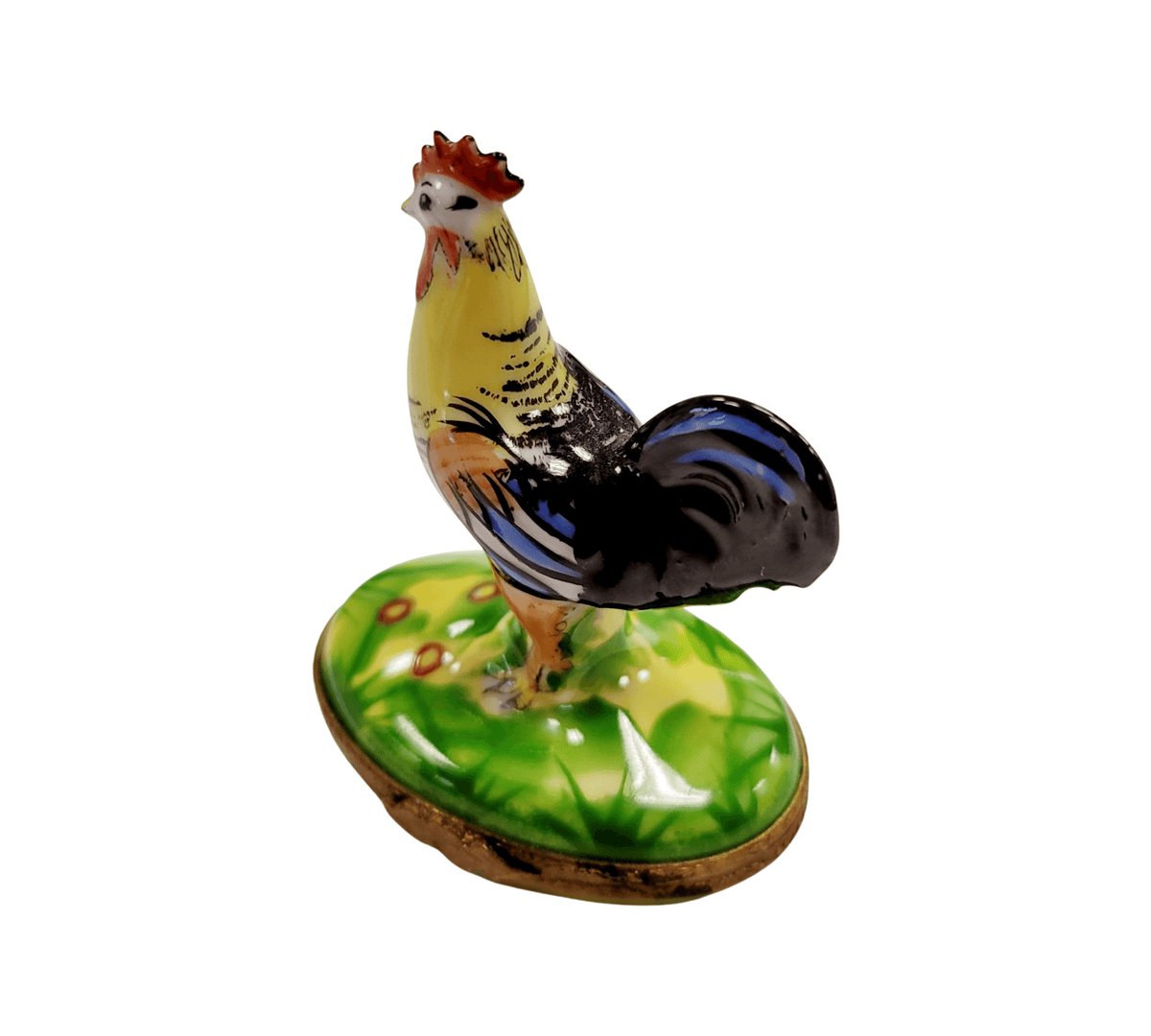 Rooster on Green Base Limoges Box, view 6