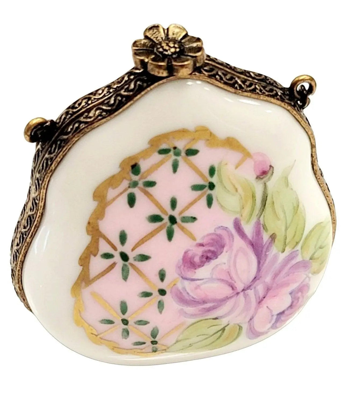 Purse Rose Pink Special Limoges Box, a hand-painted Limoges porcelain gift