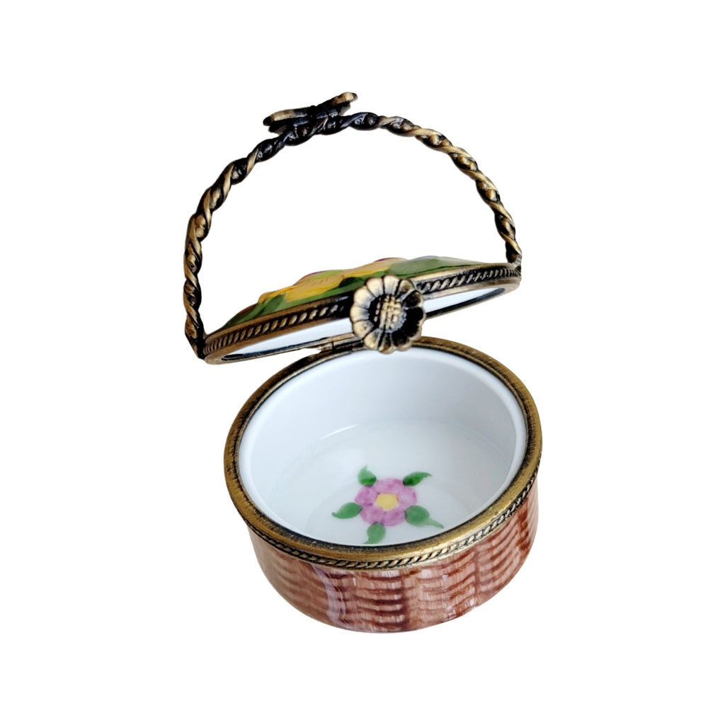 Round Flowers Basket Limoges Porcelain Gift, view 2