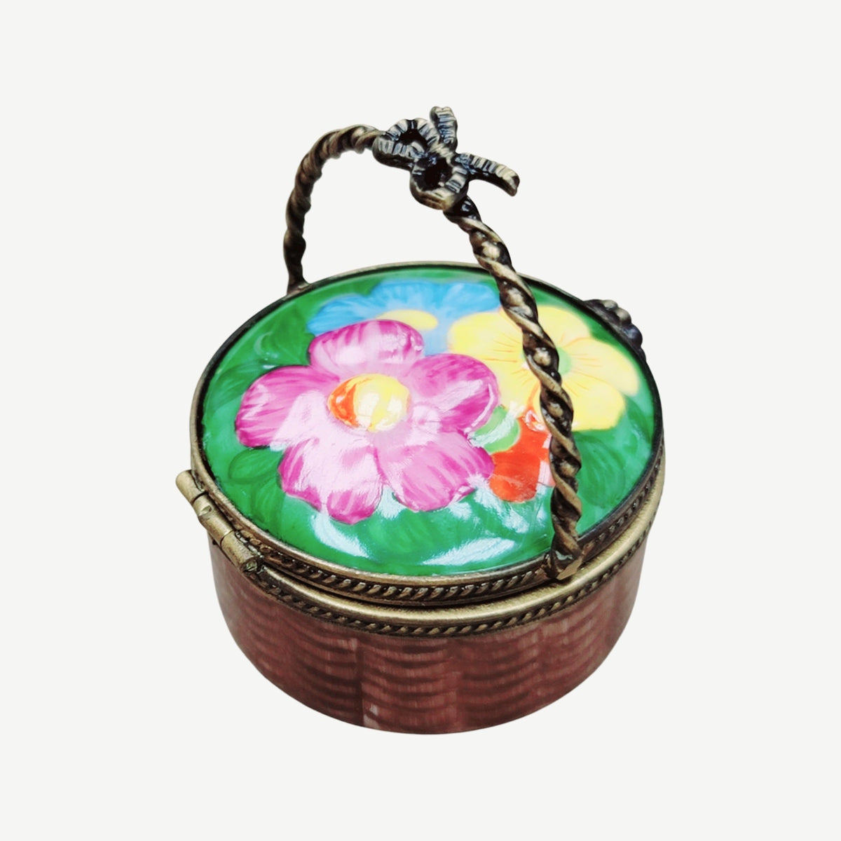 Round Flowers Basket Limoges Porcelain Gift, view 3